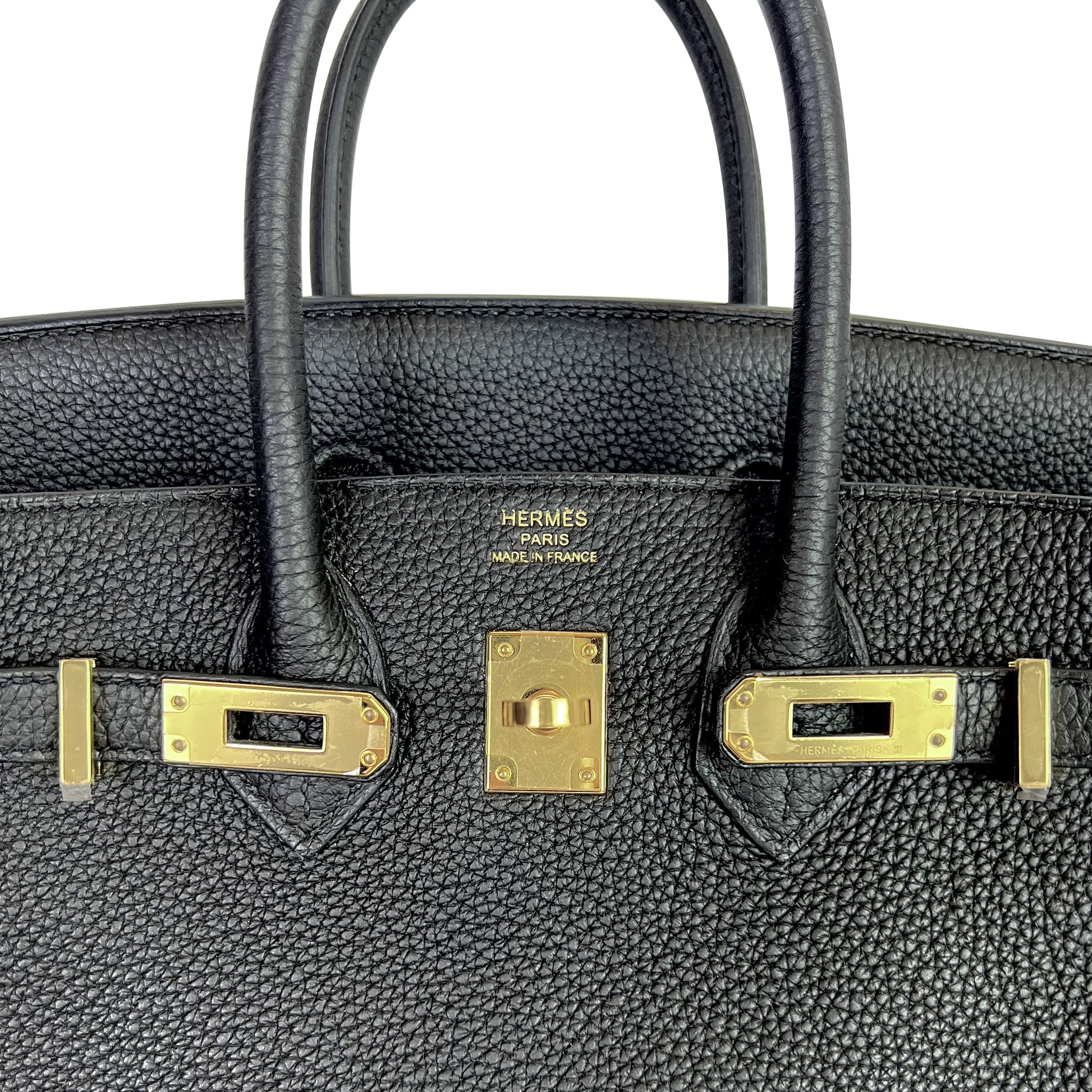Hermes Birkin 25 Black Bag Gold Hardware Togo Leather