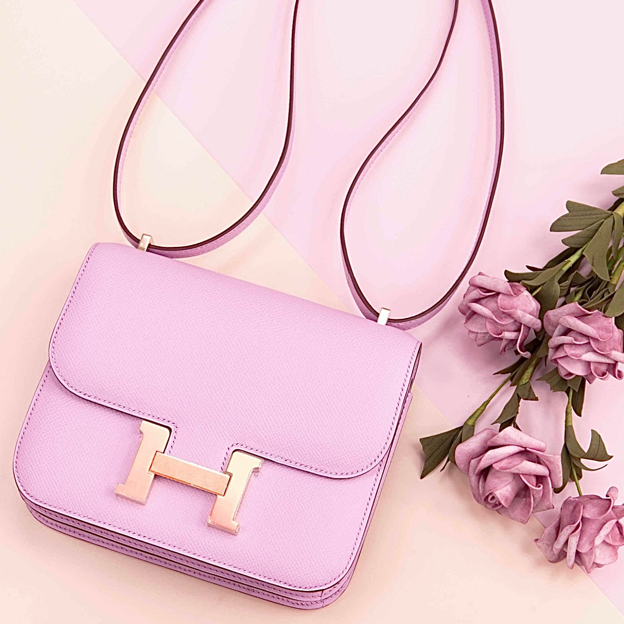 Hermès Constance Epsom 18CM Purple Rose Pink Leather ref.91278 - Joli Closet